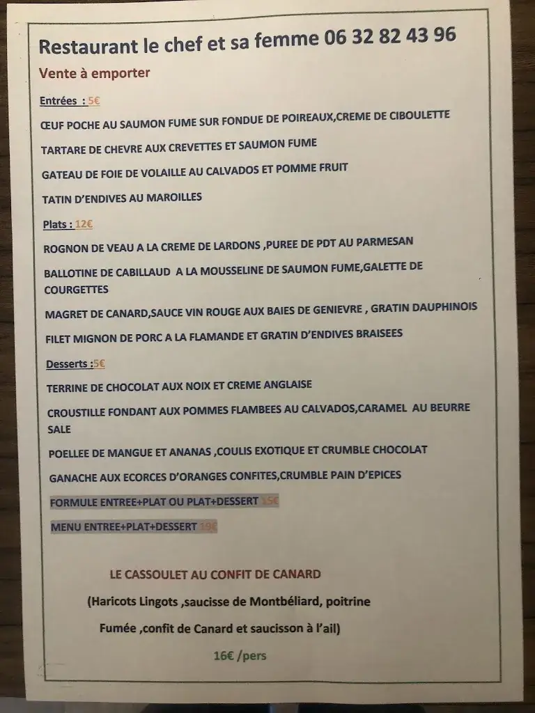 Menu_Le Chef et sa Femme_Caen_image_1