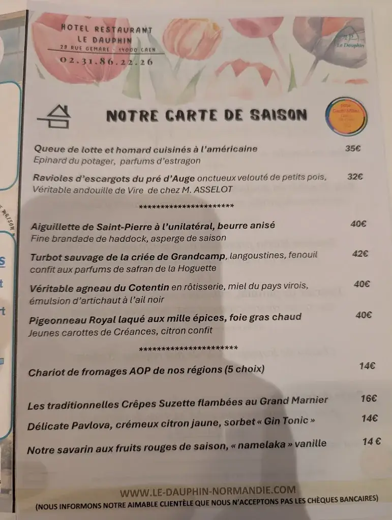 Menu_Le Dauphin And The Spa Du Prieuré_Caen_image_4
