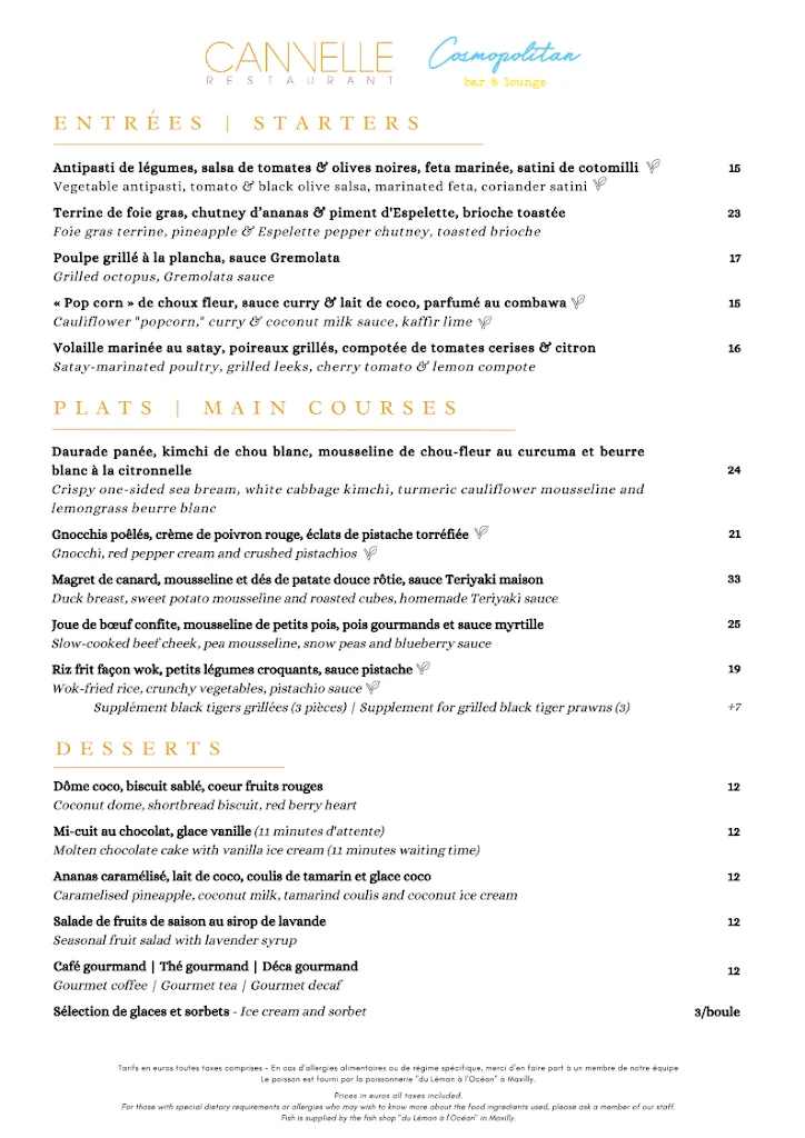 Menu_Restaurant Cannelle - Evian-les-Bains_Évian-les-Bains_immagine_3