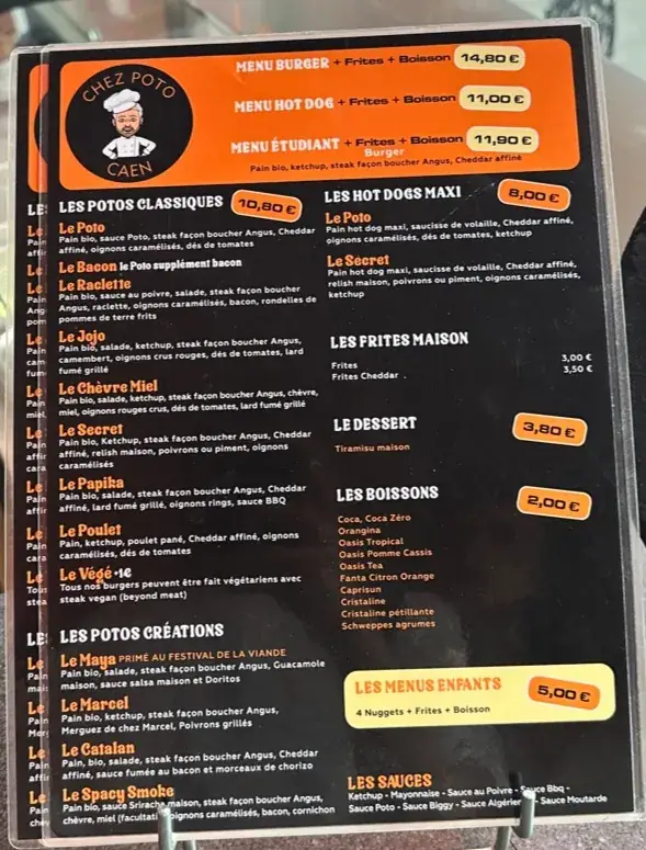 Menu_Chez Poto Caen_Caen_image_2