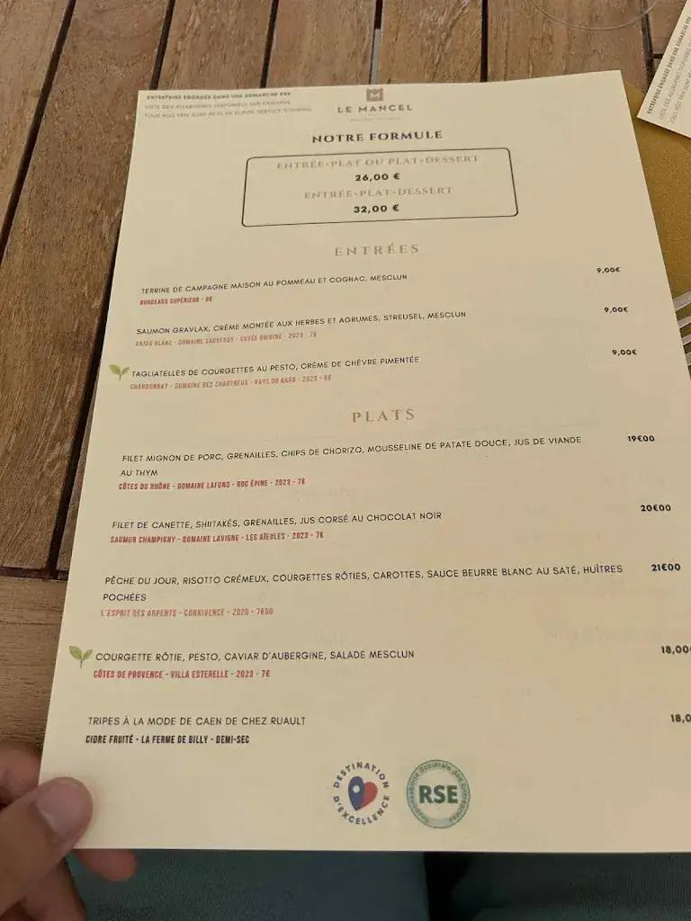 Menu_Le Mancel - Restaurant du château de Caen_Caen_image_4