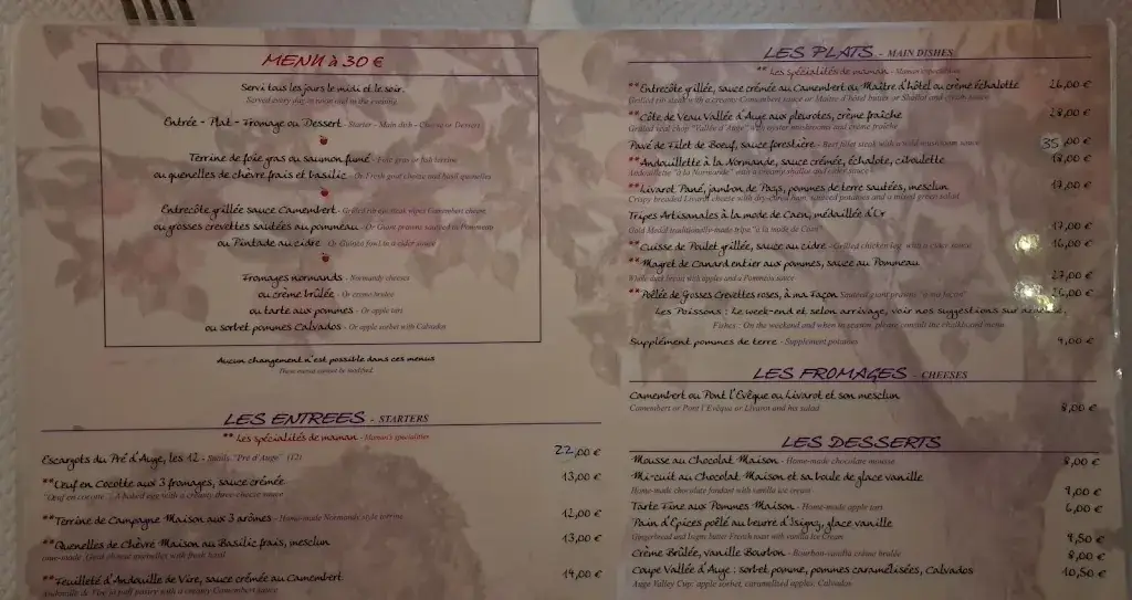 Menu_Restaurant Au P'tit Normand_Cambremer_image_4