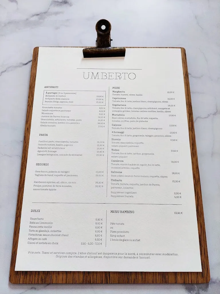 Menu_Umberto - Casino d'Evian_Évian-les-Bains_image_1