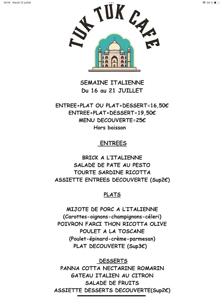 Menü_TUK TUK CAFE_Cany-Barville_Bild_2