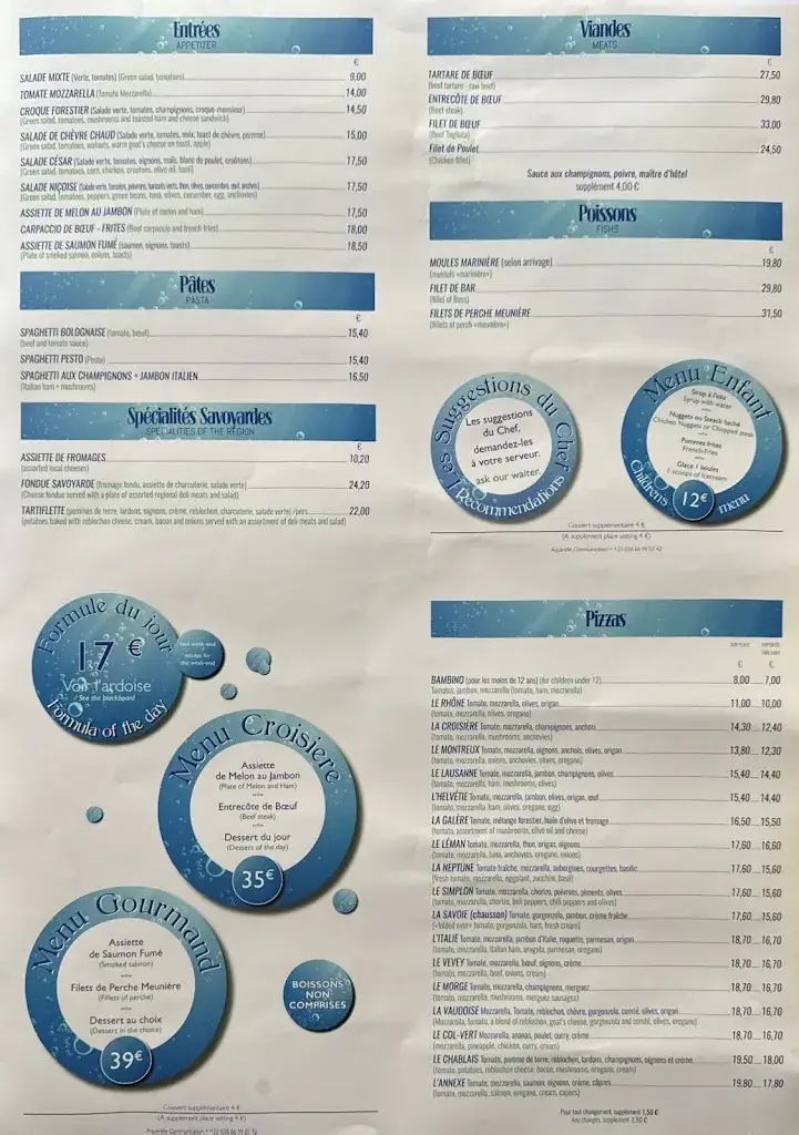 Menu_Restaurant La Croisière_Évian-les-Bains_image_1