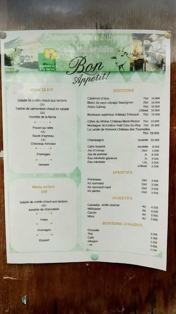 Menu_Chèvrerie de la Huberdière - Ferme Auberge_Liesville-sur-Douve_immagine_1