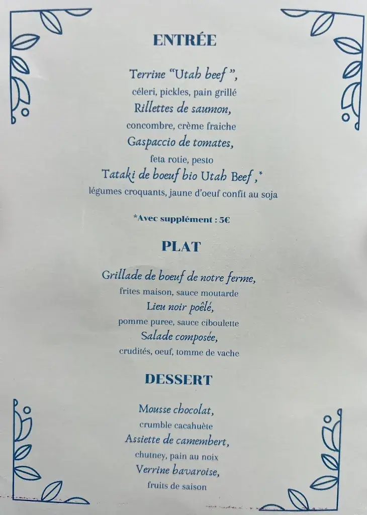 Menu_Domaine Utah Beach - Le restaurant 