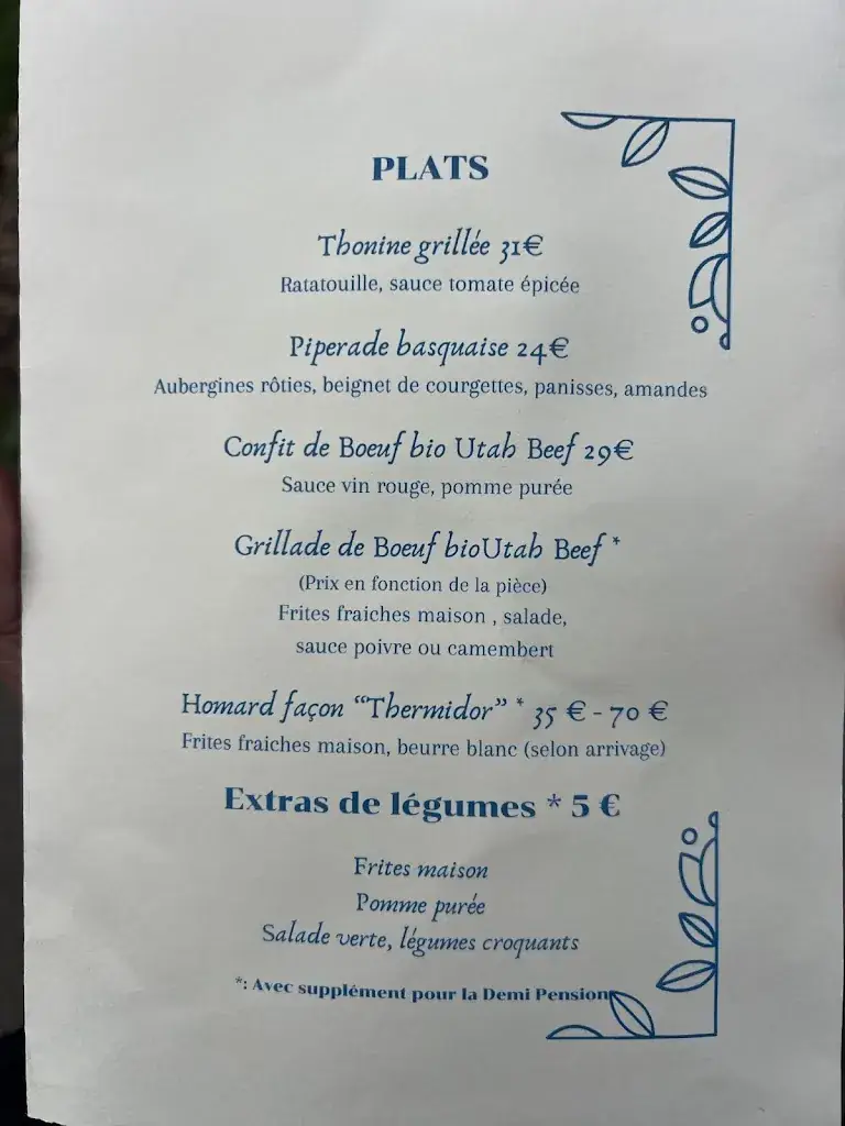 Menu_Domaine Utah Beach - Le restaurant 