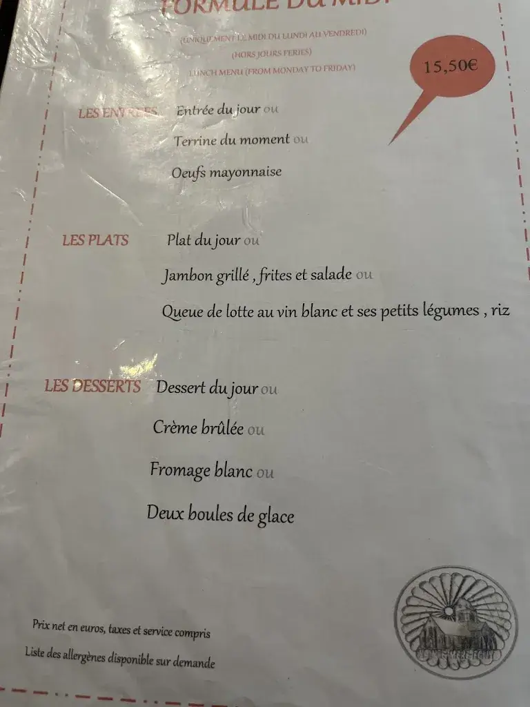 Menu_Restaurant La Liberation_Sainte-Mère-Église_image_1