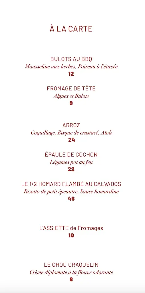 Menu_Restaurant Chez Roger_Sainte-Marie-du-Mont_immagine_1