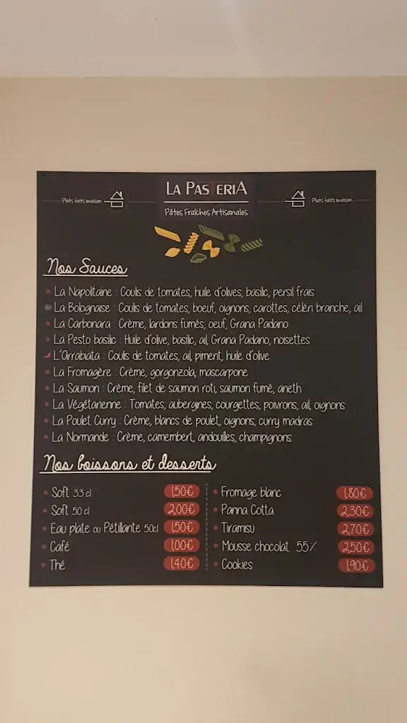 Menu_La Pasteria Elbeuf_Elbeuf_image_1