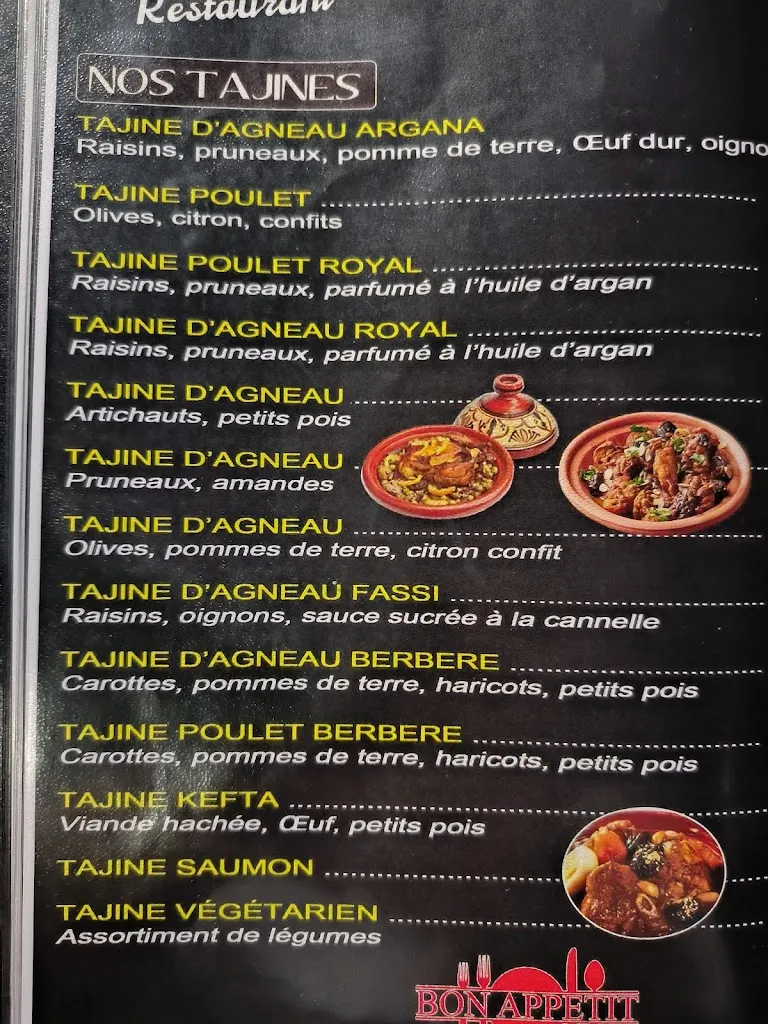 Menu_Restaurant Argana_Caudebec-lès-Elbeuf_image_1