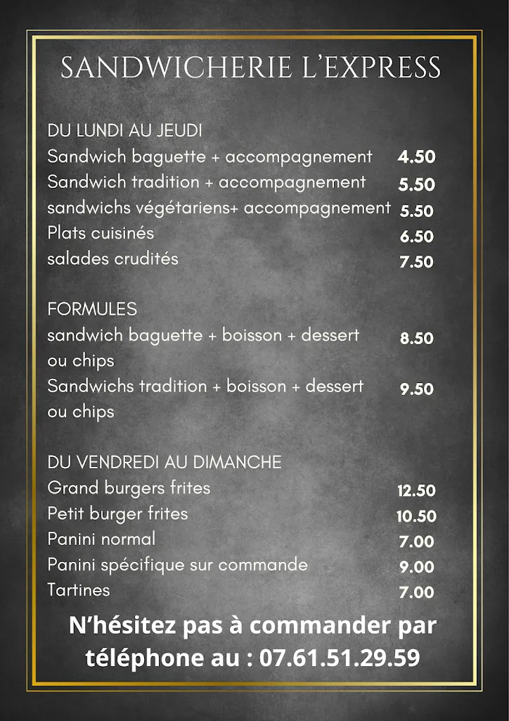 Menu_sandwicherie l'express_Cérences_immagine_1