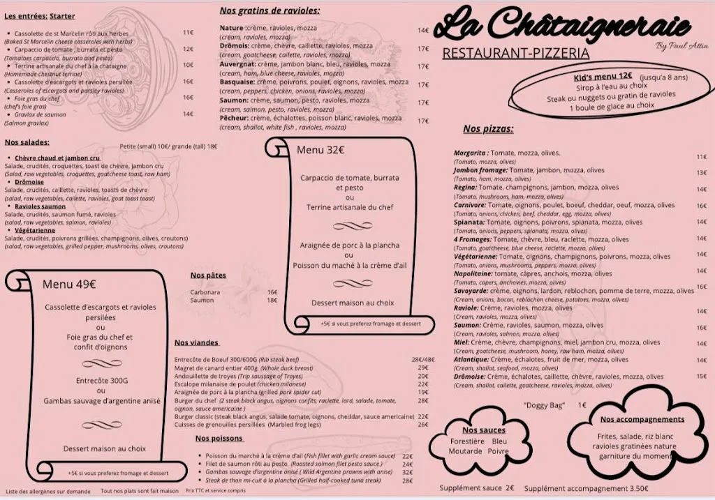 Menu_Restaurant La Chataigneraie_Anneyron_image_1