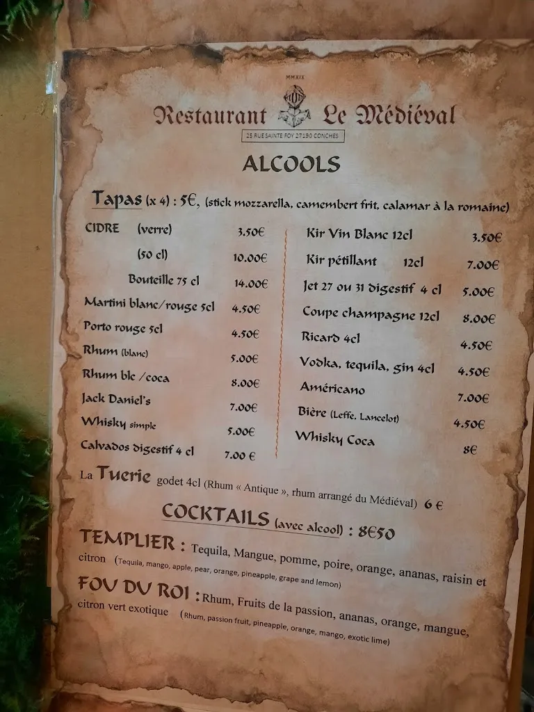 Menu_Restaurant Le Médiéval_Conches-en-Ouche_image_1