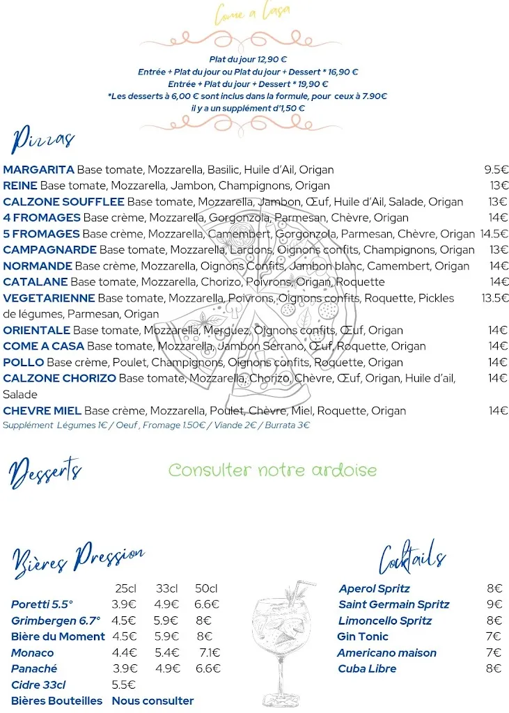 Menu_Brasserie pizzeria Come a Casa_Colombelles_immagine_1