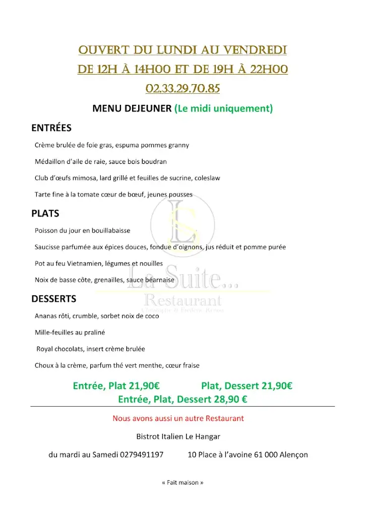Menu_Restaurant La Suite_Alençon_image_1