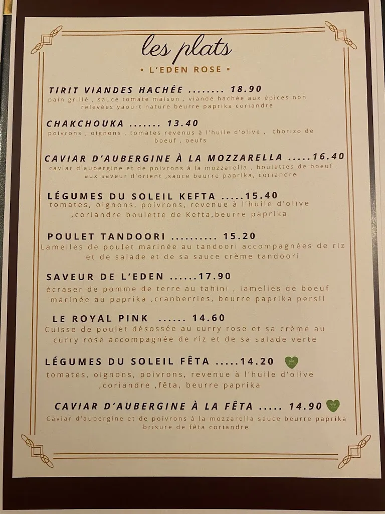Menu_L’eden rose restaurant Alençon_Alençon_image_1