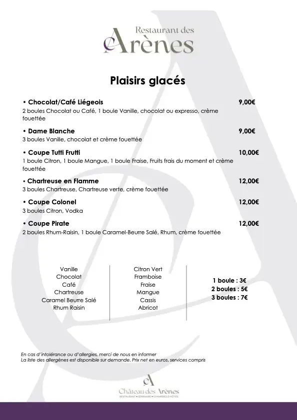 Menu_Le Château des Arènes_Gières_image_1