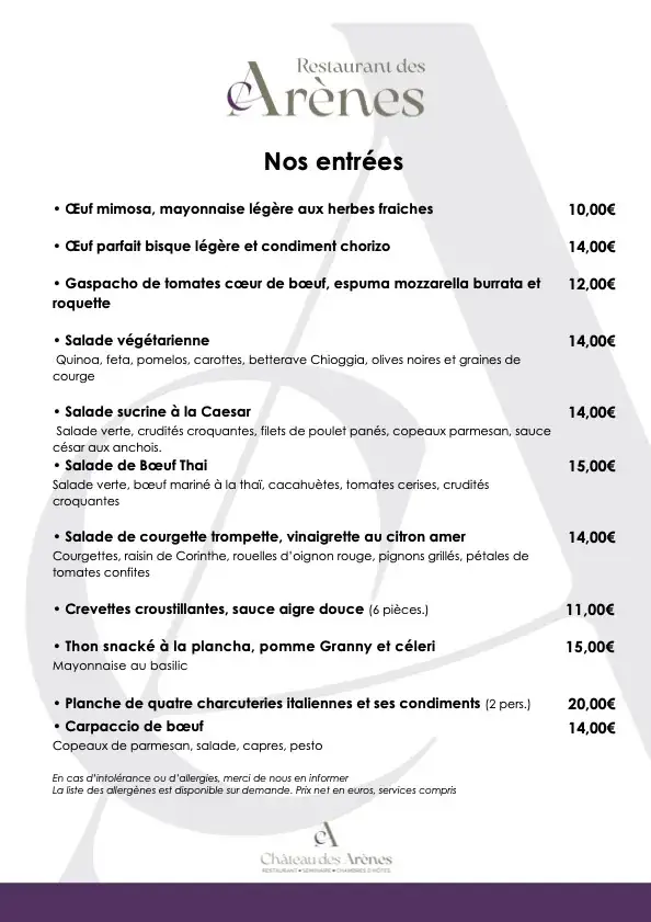 Menu_Le Château des Arènes_Gières_image_2