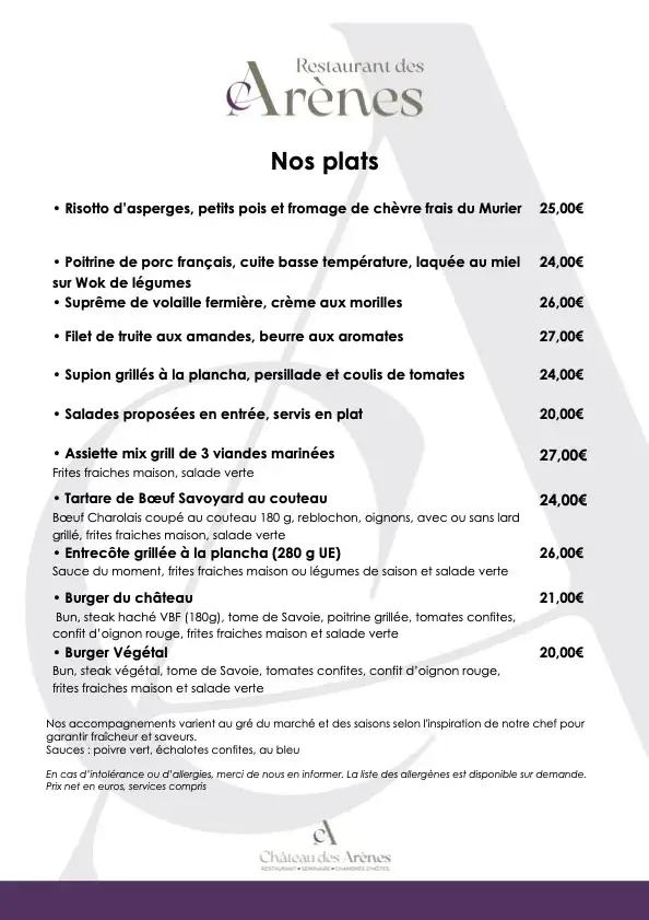 Menu_Le Château des Arènes_Gières_image_4