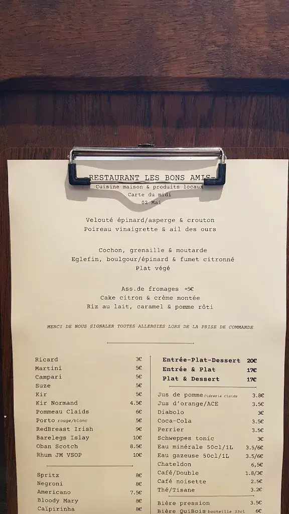 Menu_Restaurant Les Bons Amis - Coutances_Coutances_immagine_1