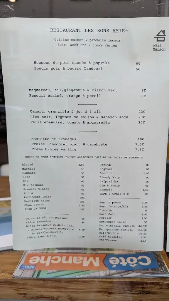 Menu_Restaurant Les Bons Amis - Coutances_Coutances_immagine_3