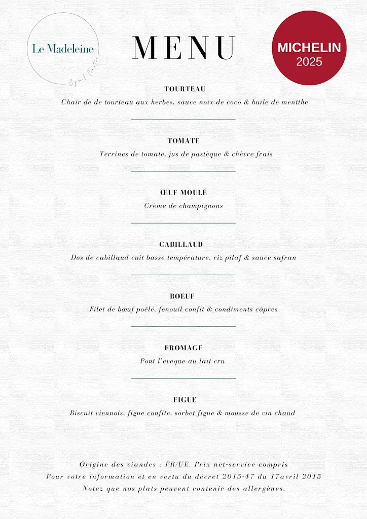 Menu_Restaurant - Le Madeleine par Cyril Coutin_d'Iton_image_1