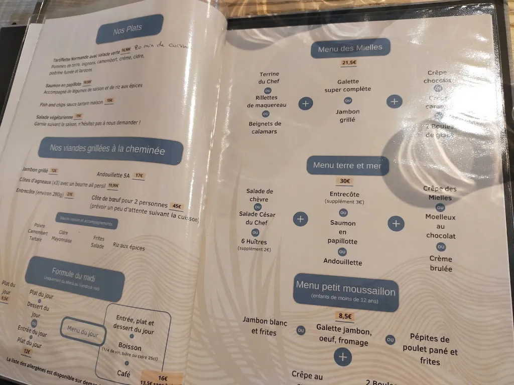 Menu_Restaurant Les Mielles_Créances_image_3