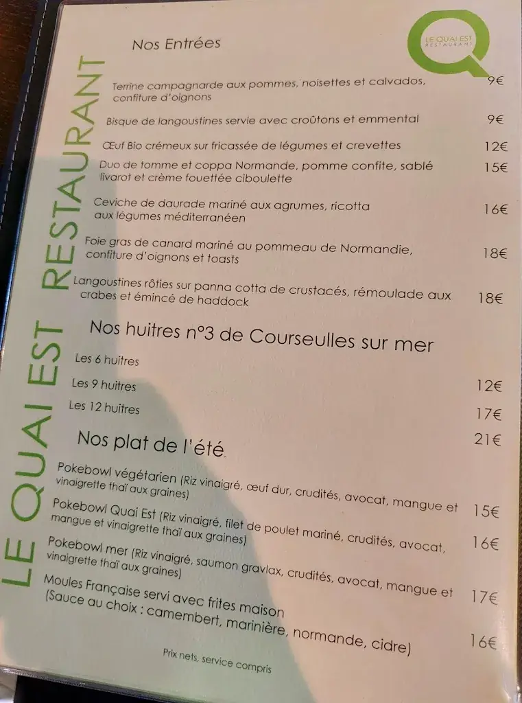Menu_Le Quai Est_Courseulles-sur-Mer_image_2