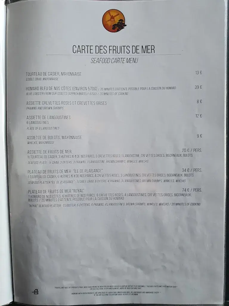 Menu_Restaurant de L'Ile Benoist_Courseulles-sur-Mer_image_4
