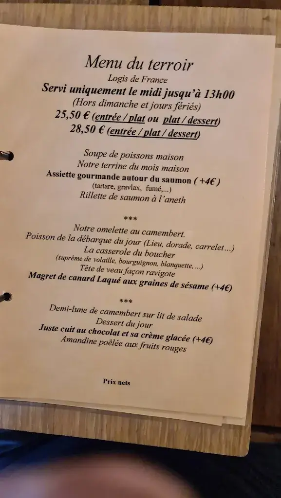 Menu_Hotel restaurant La Pêcherie_Courseulles-sur-Mer_image_3