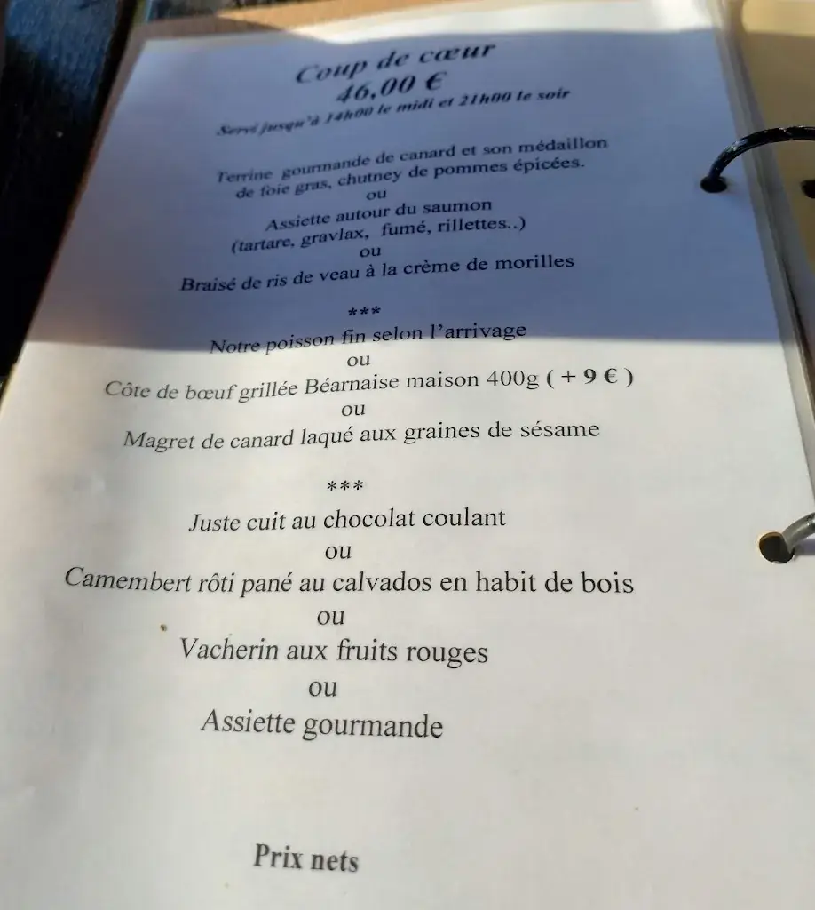 Menu_Hotel restaurant La Pêcherie_Courseulles-sur-Mer_image_4
