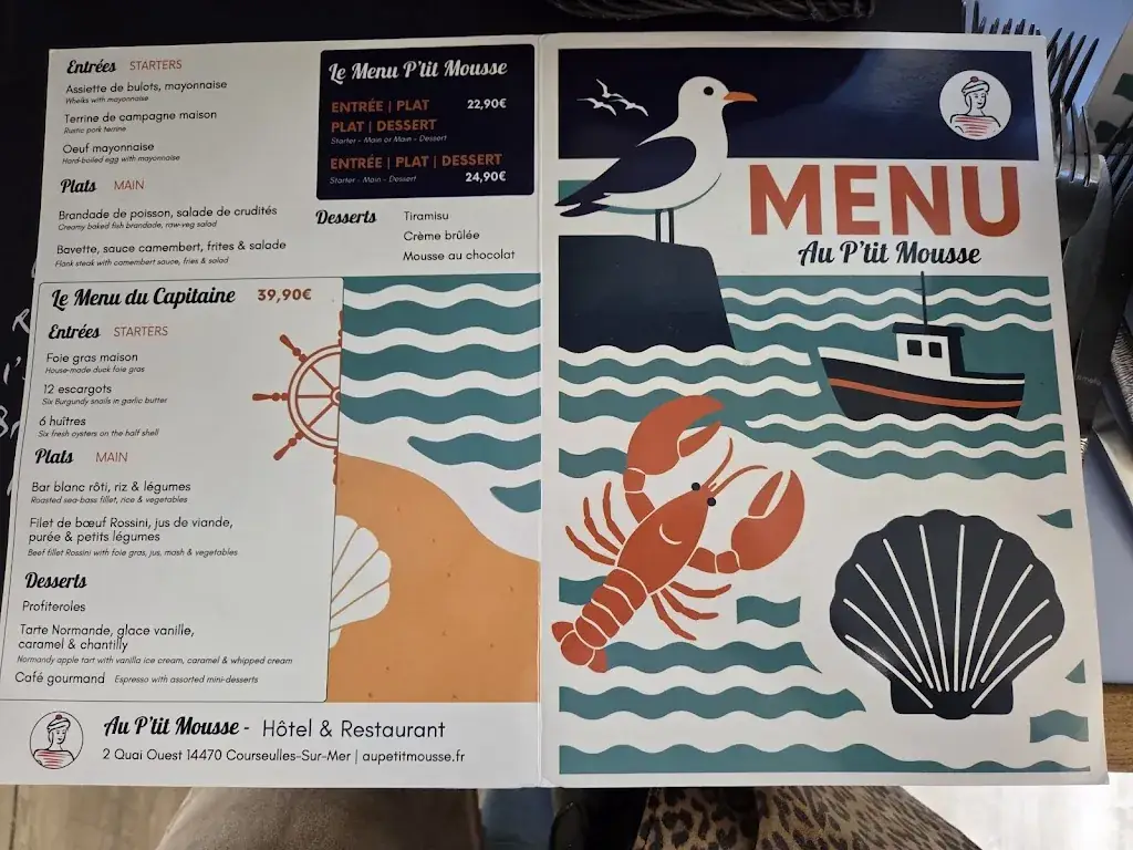 Menu_Hôtel - Restaurant : Au P'tit Mousse_Courseulles-sur-Mer_immagine_3