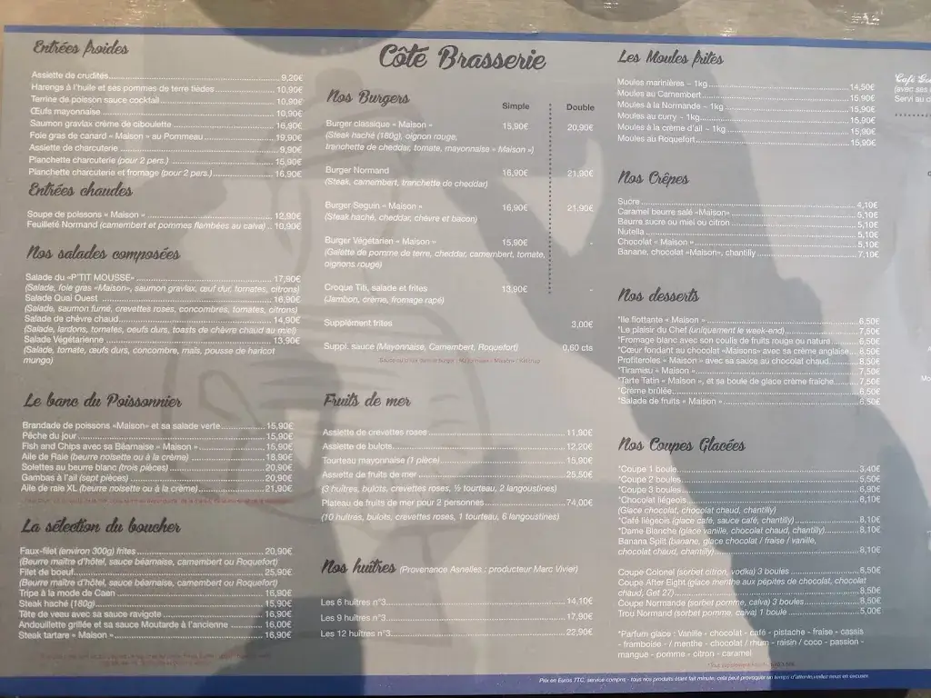 Menu_Hôtel - Restaurant : Au P'tit Mousse_Courseulles-sur-Mer_immagine_4
