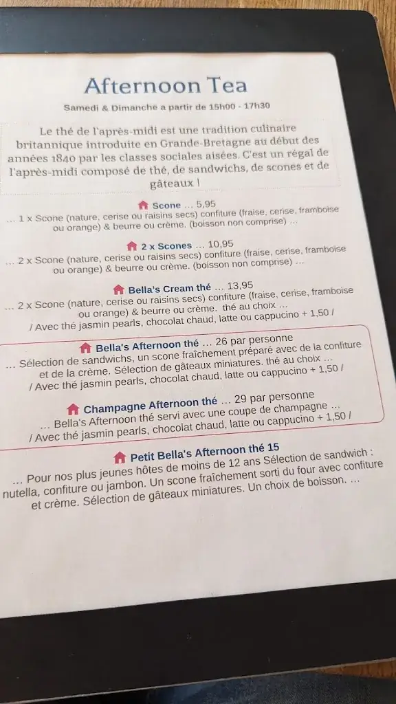 Menu_Bella's Tea Room_Normandie_image_3