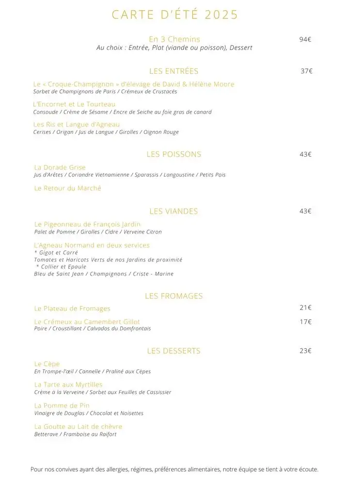 Menu_Le Restaurant Manoir du Lys_d'Andaine_image_1