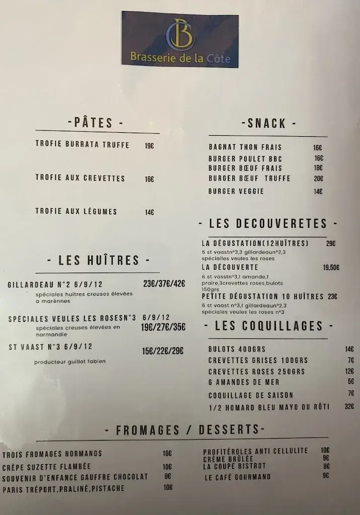 Menu_Brasserie De La Côte_Tréport_immagine_2