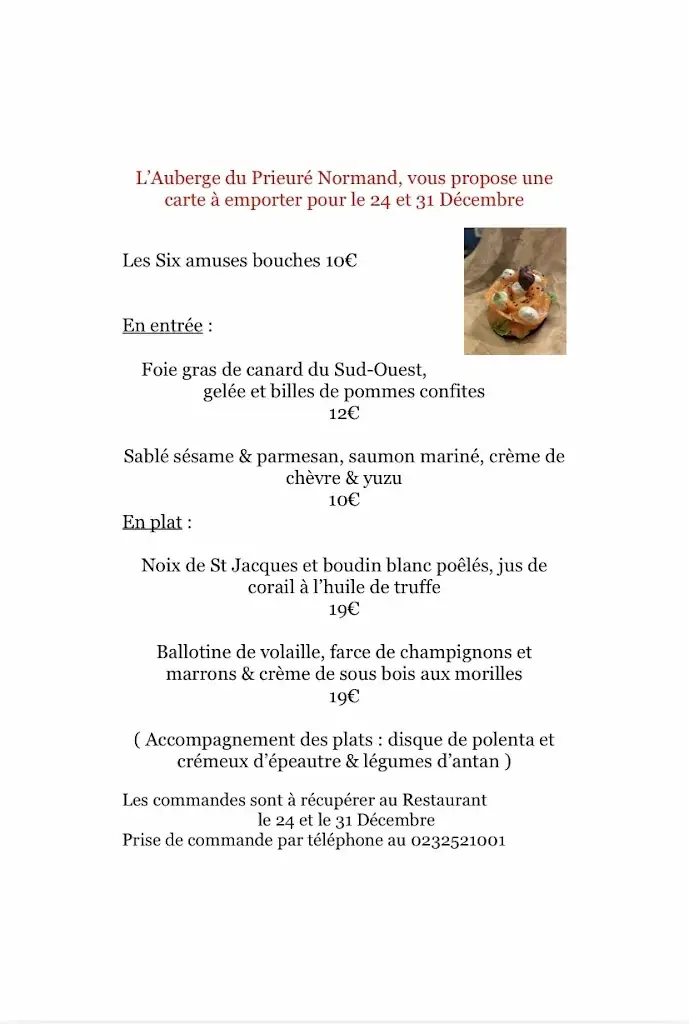 Menu_Auberge du Prieuré Normand_Gasny_image_4