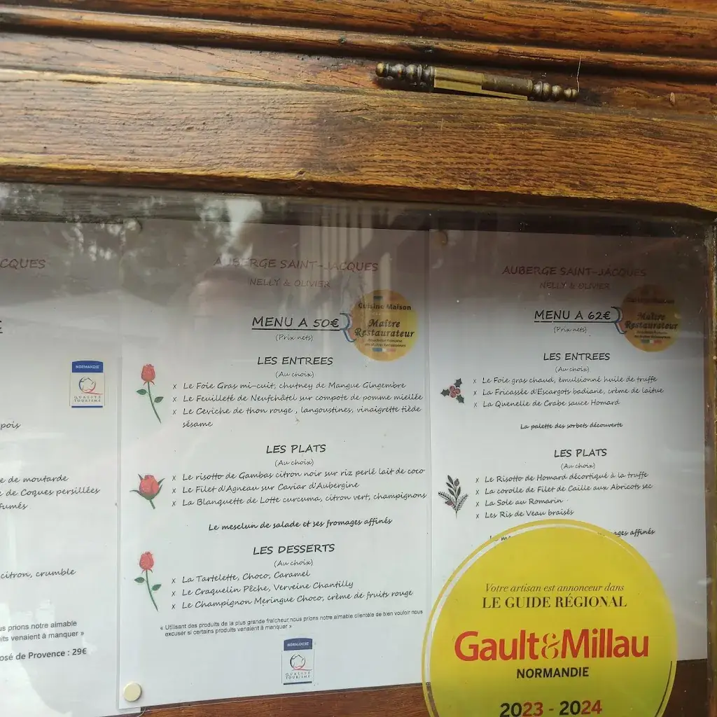 Menu_Auberge Saint Jacques_Saint-Jacques-sur-Darnétal_image_2