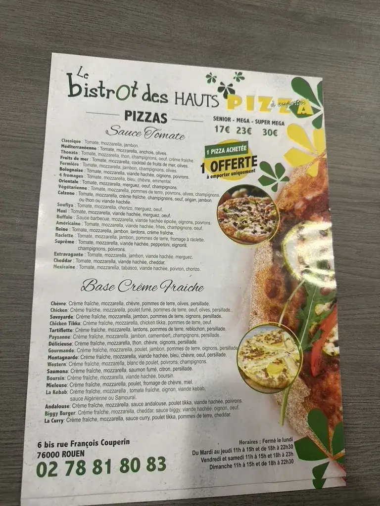 Menu_Le bistrot des hauts de rouen_Rouen_image_1