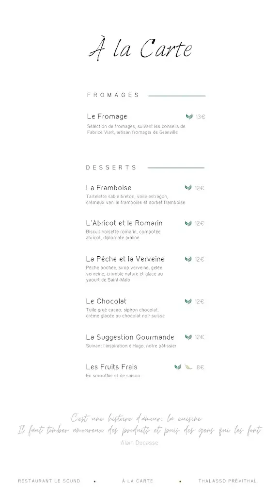 Menu_Restaurant Le Sound - Thalasso Prévithal_Donville-les-Bains_image_1