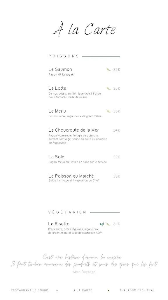 Menu_Restaurant Le Sound - Thalasso Prévithal_Donville-les-Bains_image_2