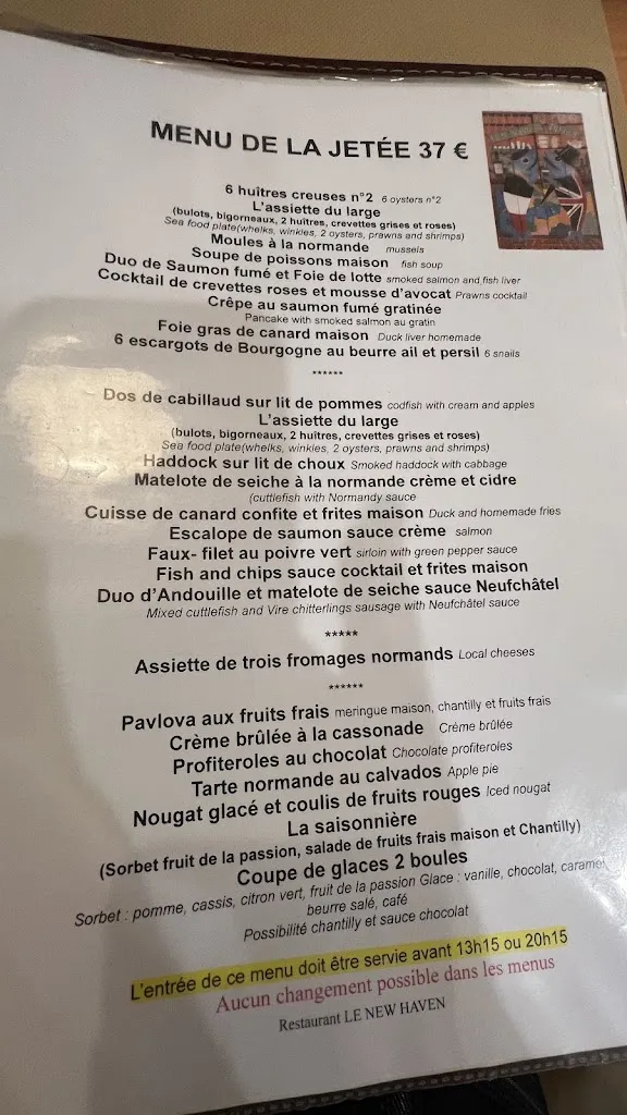 Menu_Le New Haven_Dieppe_imagen_1
