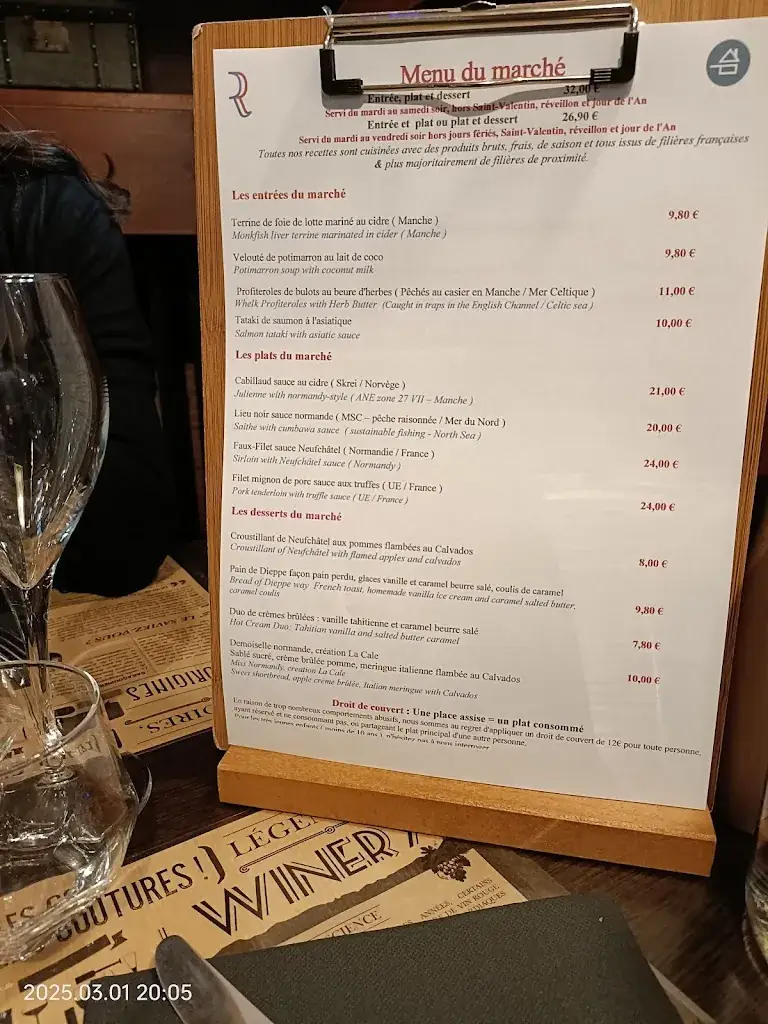 Menu_La Cale - Maître Restaurateur de France_Dieppe_image_3