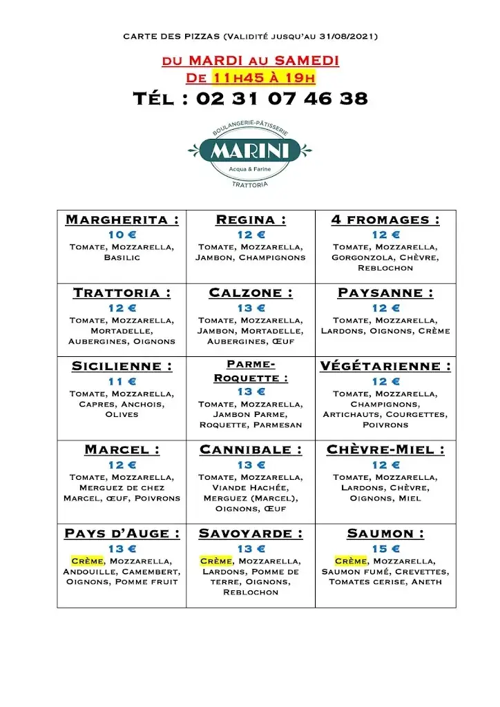 Menu_Boulangerie MARINI - Trattoria_Épron_image_2