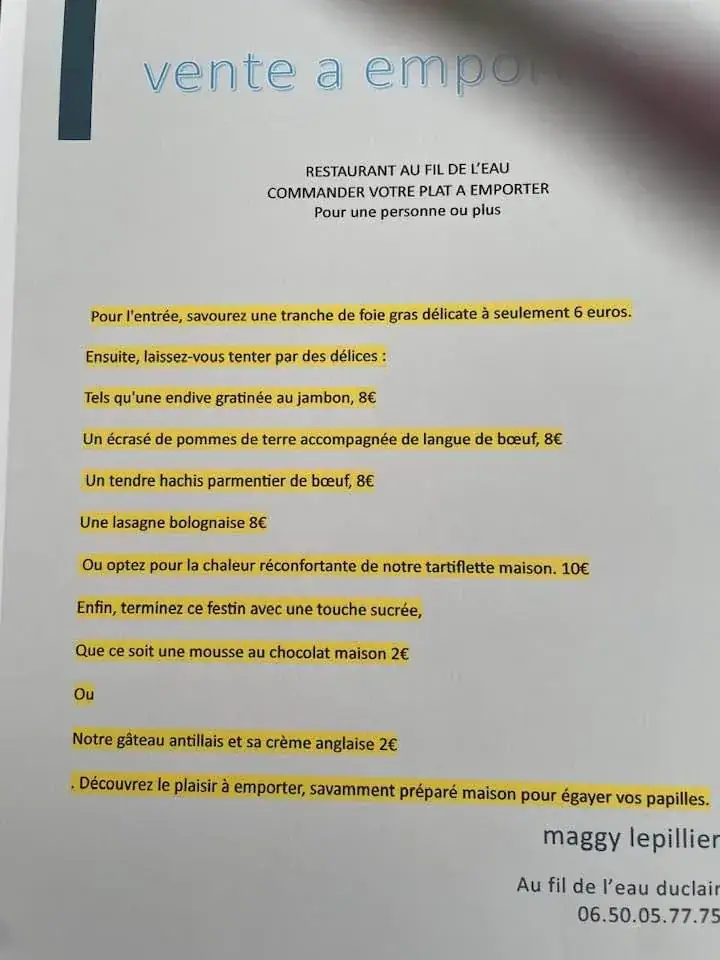 Menu_Au Fil de L'Eau_Duclair_image_1