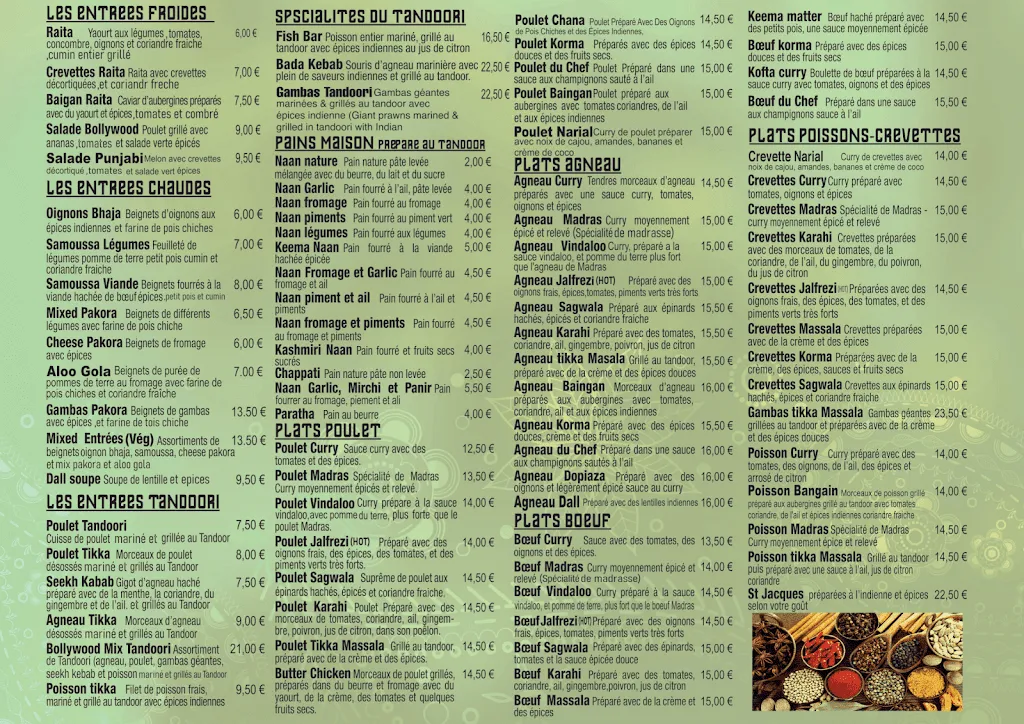Menu_Restaurant indien Bollywood_Gaillard_image_1