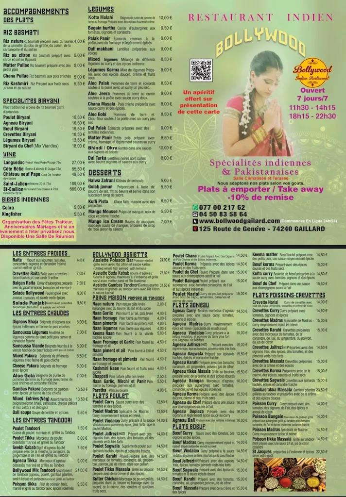 Menu_Restaurant indien Bollywood_Gaillard_image_2