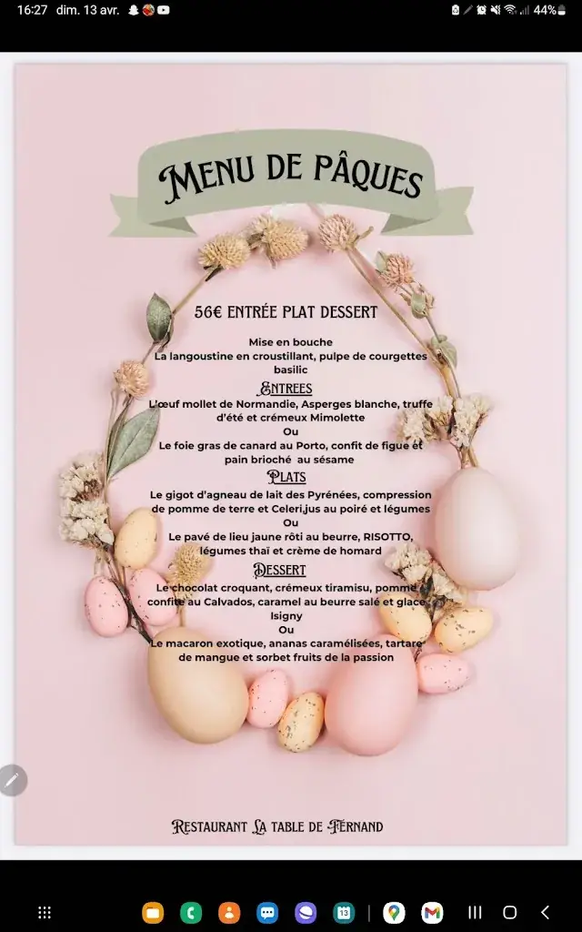 Menu_La Table de Fernand_Argentan_image_2